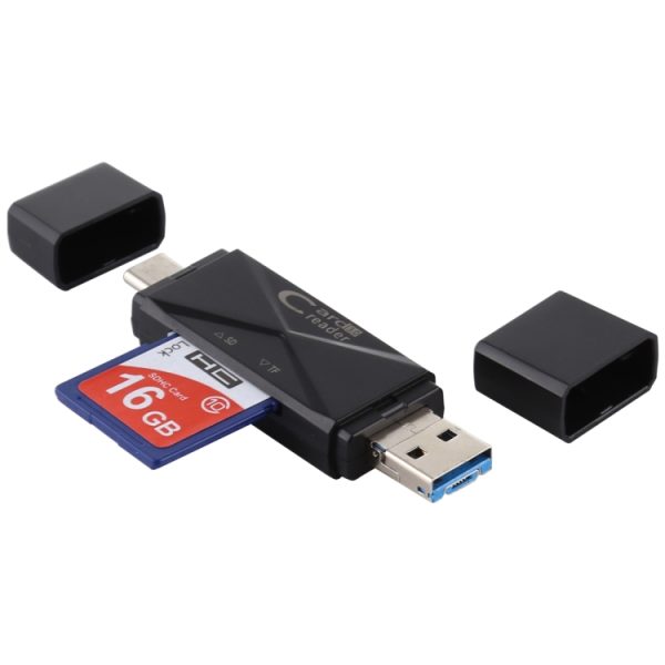 USB-C / Type-C + SD + TF + Micro USB to USB 3.0 Card Reader, USB3.0