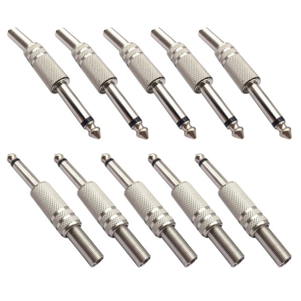 JL0056 6.36mm Audio Jack Connector (10 Pcs in One Package, the Price is for 10 Pcs)(Silver)